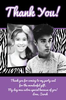 JUSTIN BIEBER Thank You Cards 2 Match Photo Invitation Birthday Party 