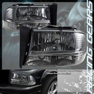 97 04 Dodge Dakota Smoke Housing Headlight w/ Smoked Corner Lights