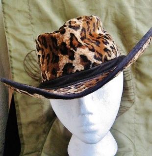 Cowboy Hat Western Leopard Print Rainforest Cafe Brown Black Tan 