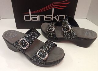 Dansko Sophie Black shagreen soft leather Sandals Shoes NIB CHZ SIZE