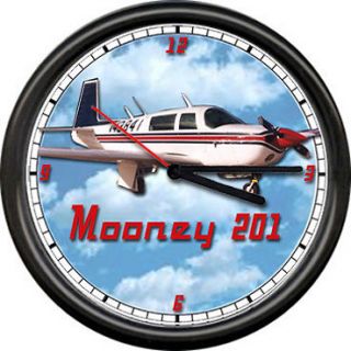 Mooney 201 Airplane Flying Aviation Pilot Advertising Sign Wall Clock