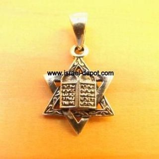 925 Silver David Star Torah Scroll Book Pendant Judaica