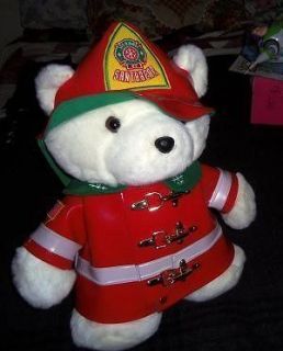 Dayton Hudson Plush Santa Bear Fireman1996 Christmas Safety Tips