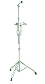 Double Tom Drum Stand with Cymbal Mount Arm Boom Duel Percussion 