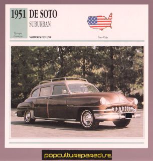 1951 DE SOTO DESOTO SUBURBAN Car FRENCH SPEC PHOTO CARD