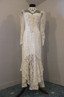 20s Flapper Style Vintage Antique Lace Wedding or Formal Dress Sm/Med