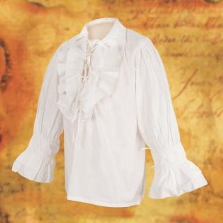 Tortuga Pirate Shirt Ruffle & Lace Front, Lace Sleeves   White   S/M 
