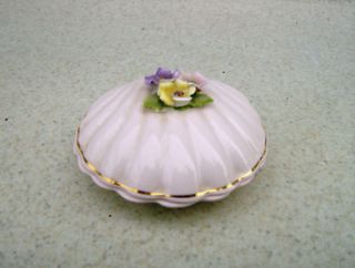 Vintage Denton Best Bone China Trinket Box Clam Shell & Flowers