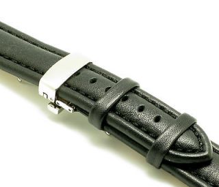 22mm Black/White Leather watch Band DEPLOYMENT CLASP for TAG Heuer