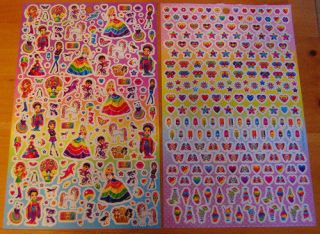 LISA FRANK 2 large Sheets 400+ MINI stickers Big LOT Dolphins Puppies 