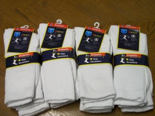 mens diabetic white cotton easy circulation crew 10 13 sock size shoe 