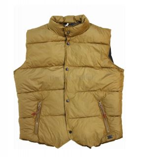 NWT DIESEL Brand Mens Warwick Yellow Quilted Nylon Puffer Vest Jacket 