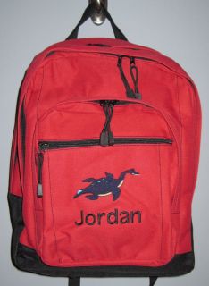 Plesiosaur Dinosaur Loch Ness Red Backpack school book bag 