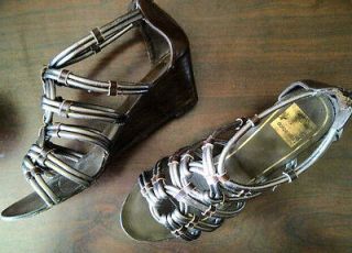 DOLCE VITA Risa Gladiator Strappy Wedge Leather Sandals Brown 