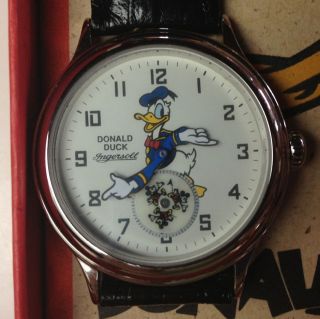 CHARACTER DONALD DUCK INGERSOLL WRIST WATCH AND BOX MINT