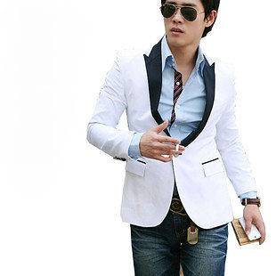 New Mens Casual Slim Fit Stylish suit pure white coat