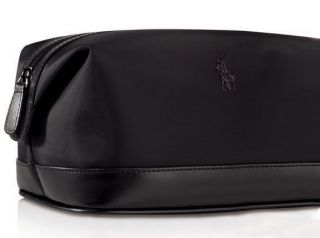 Polo Ralph Lauren Dopp/Shave Bag   Hi Tech Fabric & Faux Black Leather 