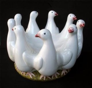 Vintage 60s BELLINI Italian Handpainted Doves Pottery Centerpiece 