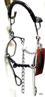 Stainless Leather Wrapped Gag Hackamore Bit Horse Tack