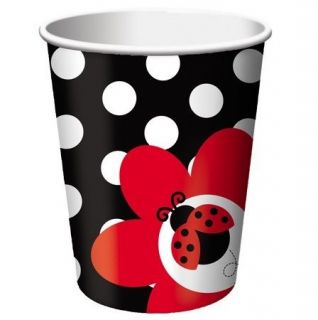   LADYBUG Lady Bird RED Black 266ml PAPER Drink CUPS KIDS PARTY SUPPLIES