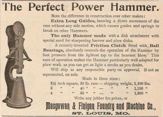 1911 MACGOWAN & FINIGAN PERFECT POWER TRIP HAMMER AD BLACKSMITH ST 