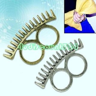   JEWELRY JAGGED COMB GEAR DEVIL TOOTH LADY TWO DUAL FINGERS RING