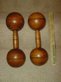 Antique Vintage Wood Dumbbells/Exercise Weights,Beautiful Patina 