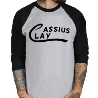 Cassius Clay black Boxing Ali Baseball Jersey t shirt 3/4 sleeve 