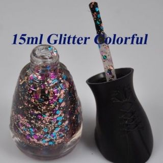 15ml Glitter Rainbow Nail Art Brush Pen Varnish Polish New