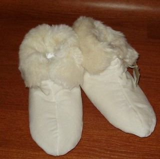 Womens S/M 6 7 8 Restoration Hardware Faux Artic Fox Booties Slippers 