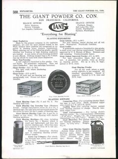 1922 AD Giant Powder Co Dynamite Blasting Machine Powder Keg General 
