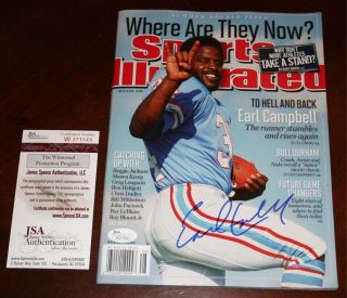 EARL CAMPBELL Signed Sports Illustrated SI magazine + JSA Witness COA 