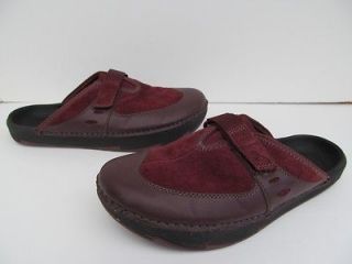 Kalso Earth Shoe Burgundy Leather Exer Clog Mules 7 B