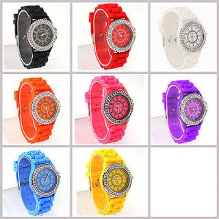 Classic Gel Silicone Crystal Men Lady Jelly Watch Gifts Stylish 