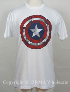 Authentic CAPTAIN AMERICA Battle Shield Logo Slim Fit T Shirt S M L XL 