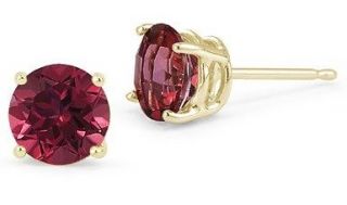 00 CARAT 14K SOLID YELLOW GOLD ROUND SHAPE RUBY STUD EARRINGS