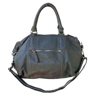 Italy Gray Genuine Leather Medium Satchel Designer Capri Handbag 