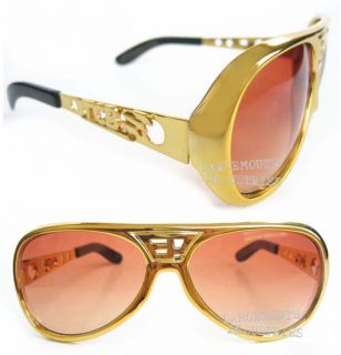 ELVIS Presley Licensed CLASSIC TCB THE KING Rock Star Sunglasses GOLD