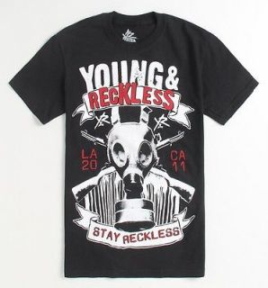 Young & Reckless Gas Mask Tee Mens Black T Shirt New NWT