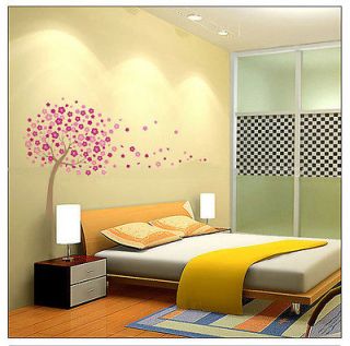 Giant Pink Cherry Blossom Flowers Tree Wall Stickers Decor Art Mural 