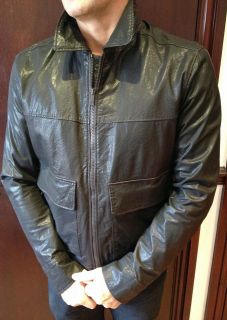 Zegna Mens Brown Leather Jacket Medium RRP £725
