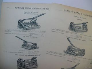 Antique Townley Hardware Lawn Mowers Catalog Sheets 1890s