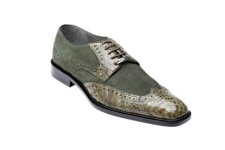 Belvedere Mens Pergola Genuine Crocodile/Sued​e Oxford Dress Shoes 