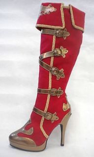 Red Gold Egyptian Muskateer Marie Antoinette Pirate Costume Boots size 