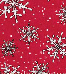 Maywood Studio~FRESH FALLEN SNOW~1 YARD~Quilt Fabric~Snowfla​kes~Red 