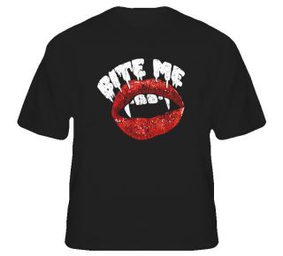 Bite Me Vampire Blood Sucking Fangs Lips T Shirt