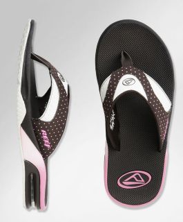 NEW REEF Fanning Womens Flip   Brown/Pink Dots   ALL SIZES