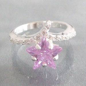 Star Crown Wrap Lilac CZ .925 Silver Ring 7.5