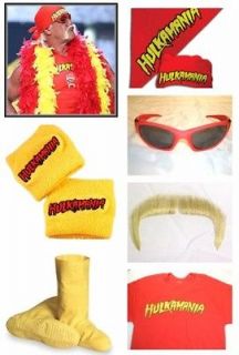 Hulk Hogan Hulkamania COSTUME T shirt bandana moustache wristbands 