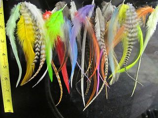   ROOSTER FEATHER HAIR EXTENSIONS 5+ 8+ PINK RED BLUE YELLOW FEATHERS